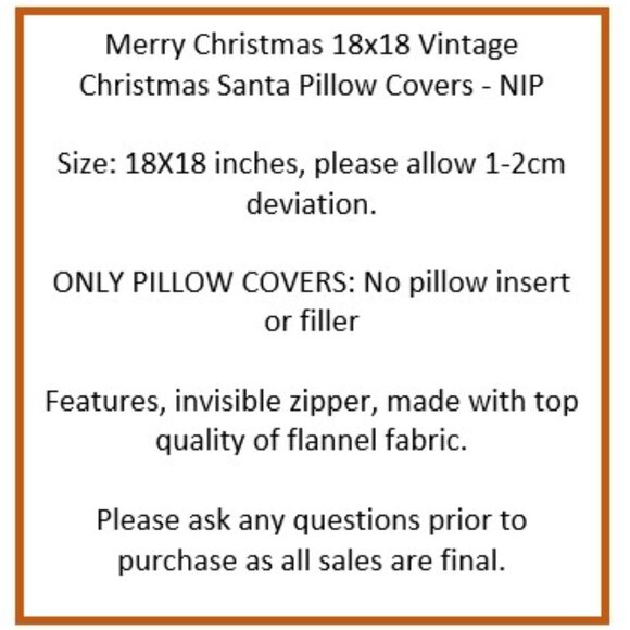 Merry Christmas 18x18 Vintage Christmas Santa Pillow Covers - NIP - Picture 7 of 8